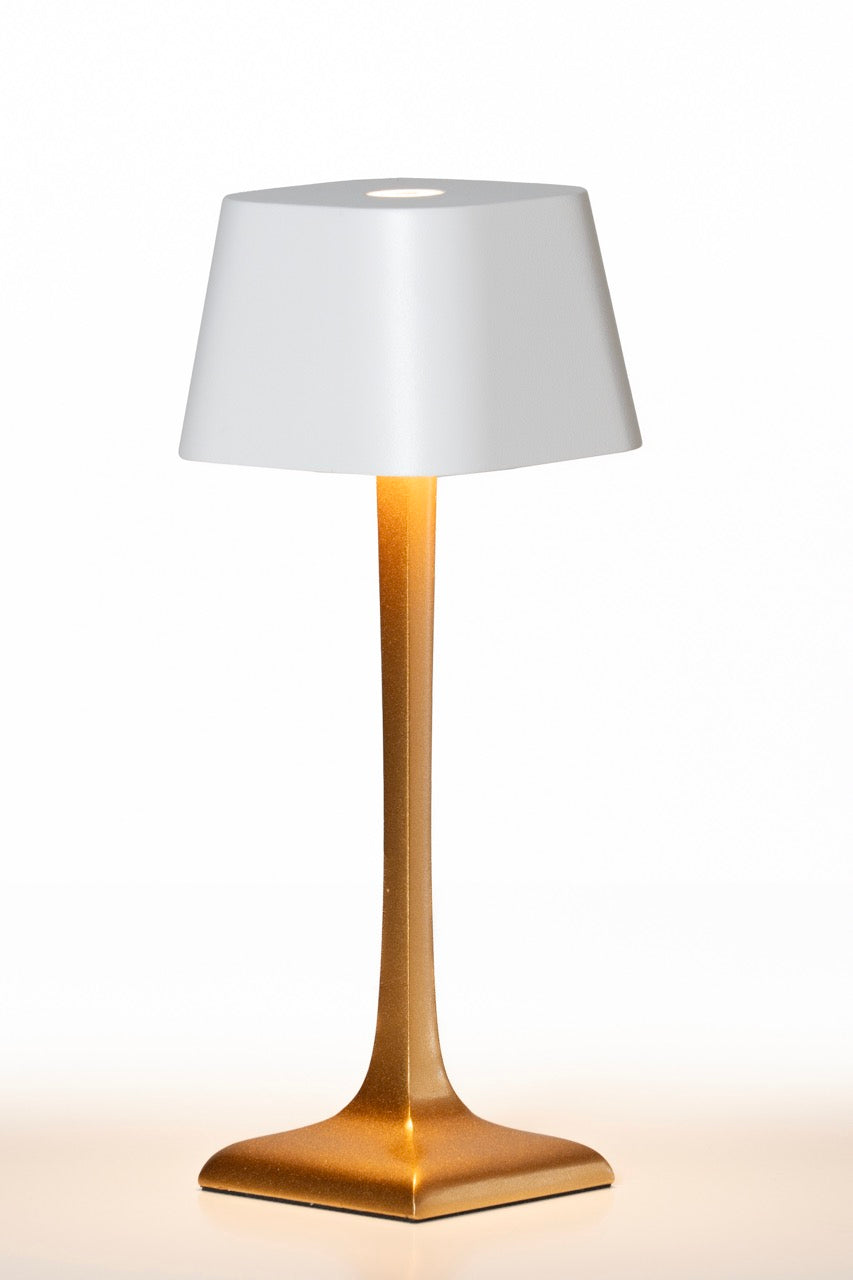 A CA MIA GLAPHYRA ORO E BIANCA. Lampada da Tavolo Led Ricaricabile Senza Fili.