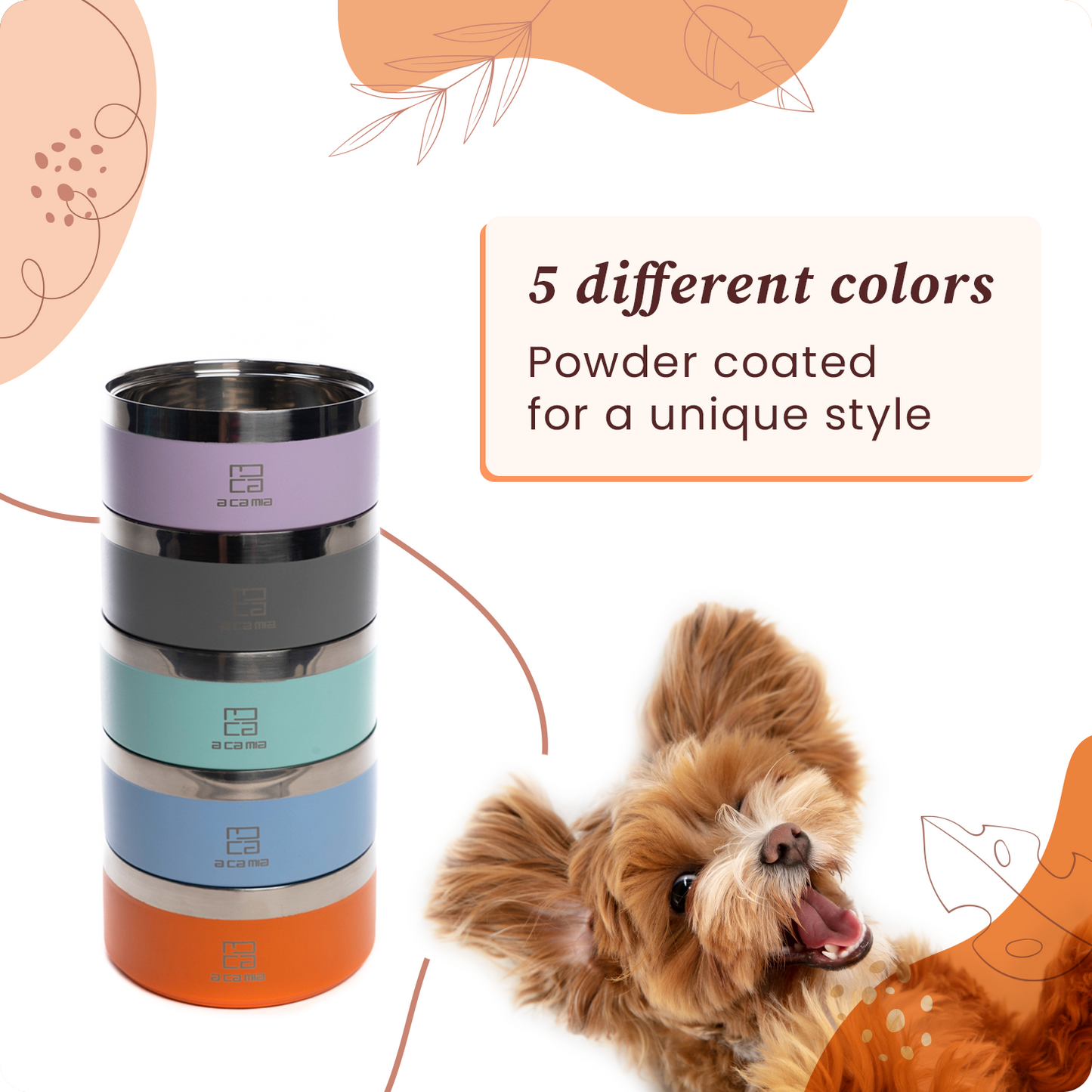 Dog and Cat Bowl "Linea Patera" ORANGE color in hypoallergenic stainless steel with double layer chamber for dry food, wet food and water. Diameter 14 cm, non-slip, five colors available. (Copy) (Copy) 