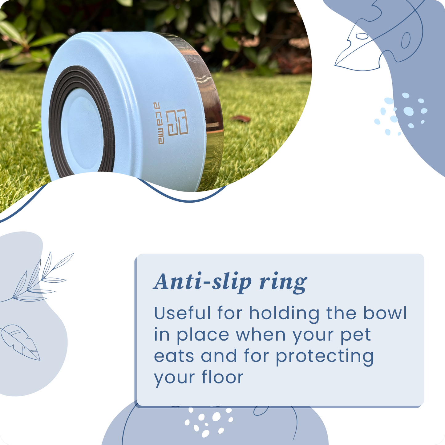 Dog and Cat Bowl “Linea Patera” BLUE color in hypoallergenic stainless steel with double layer chamber for dry food, wet food and water. Diameter 14 cm, non-slip, five colors available. (Copy) (Copy) 