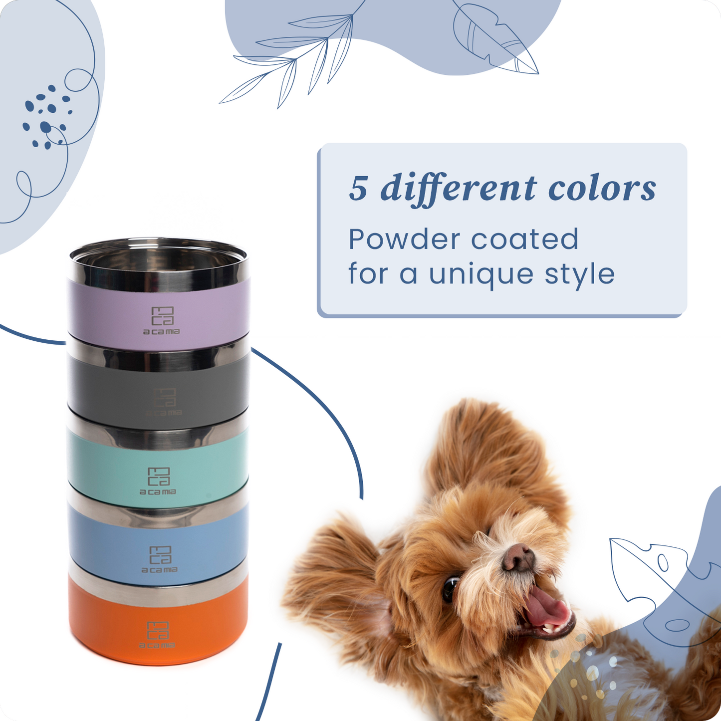 Dog and Cat Bowl “Linea Patera” BLUE color in hypoallergenic stainless steel with double layer chamber for dry food, wet food and water. Diameter 14 cm, non-slip, five colors available. (Copy) (Copy) 