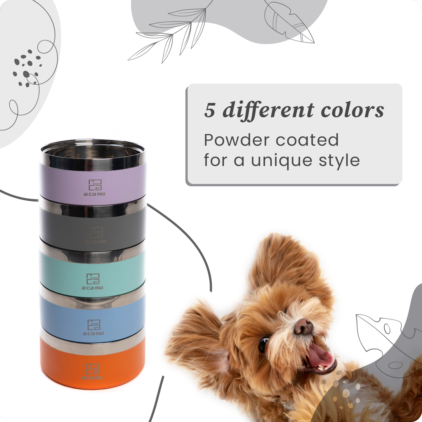 Ciotola per Cane e Gatto “Linea Patera” colore GRIGIO in Acciaio Inox Anallergico con camera doppio strato per Cibo Secco,Umido e Acqua. Diametro 14 cm, Antiscivolo,Cinque Colori disponibili.