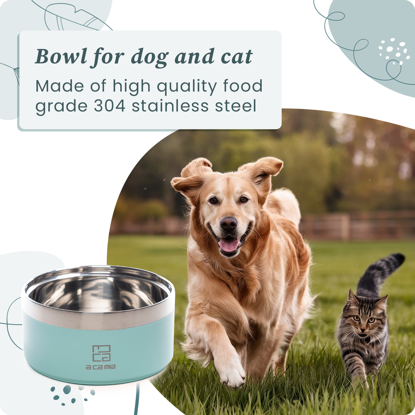 Ciotola per Cane e Gatto “Linea Patera” colore VERDE in Acciaio Inox Anallergico con camera doppio strato per Cibo Secco,Umido e Acqua. Diametro 14 cm, Antiscivolo,Cinque Colori disponibili.