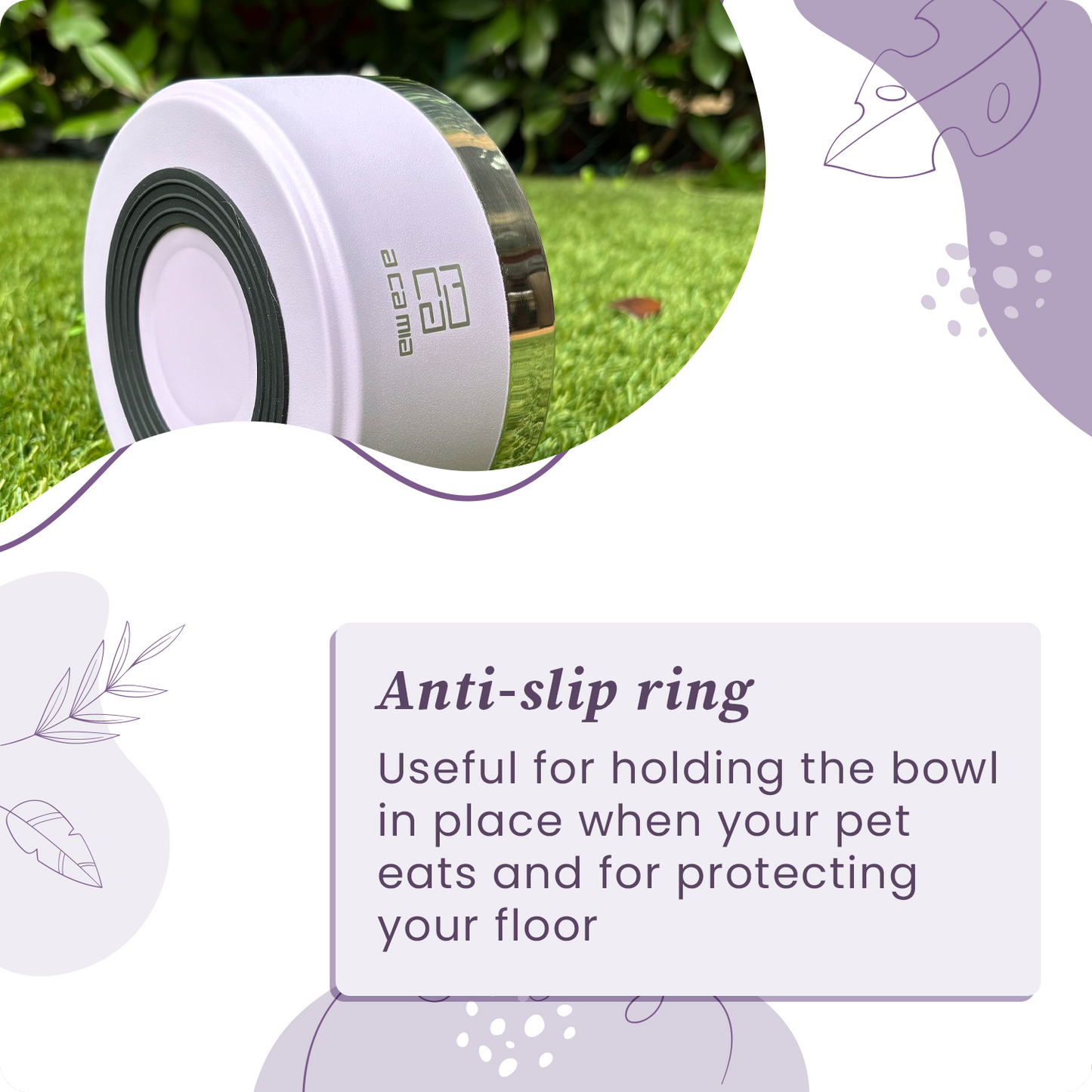 Dog and Cat Bowl “Linea Patera” PINK color in Hypoallergenic Stainless Steel with double layer chamber for Dry Food, Wet Food and Water. Diameter 14 cm, Non-slip, Five Colors available. 