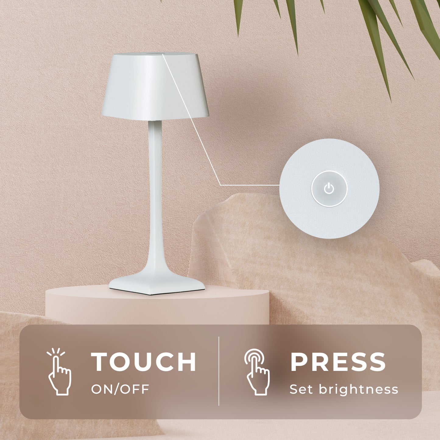 A CA MIA GLAPHYRA WHITE. Rechargeable Wireless LED Table Lamp. 