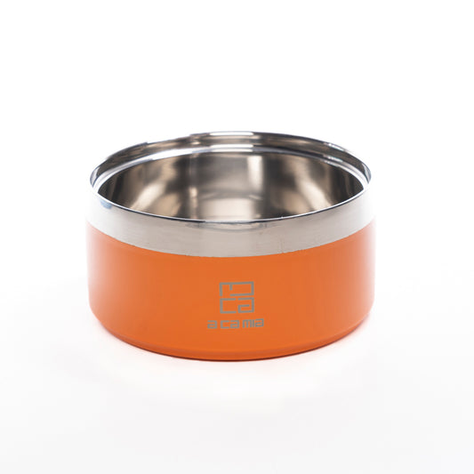 Dog and Cat Bowl "Linea Patera" ORANGE color in hypoallergenic stainless steel with double layer chamber for dry food, wet food and water. Diameter 14 cm, non-slip, five colors available. (Copy) (Copy) 