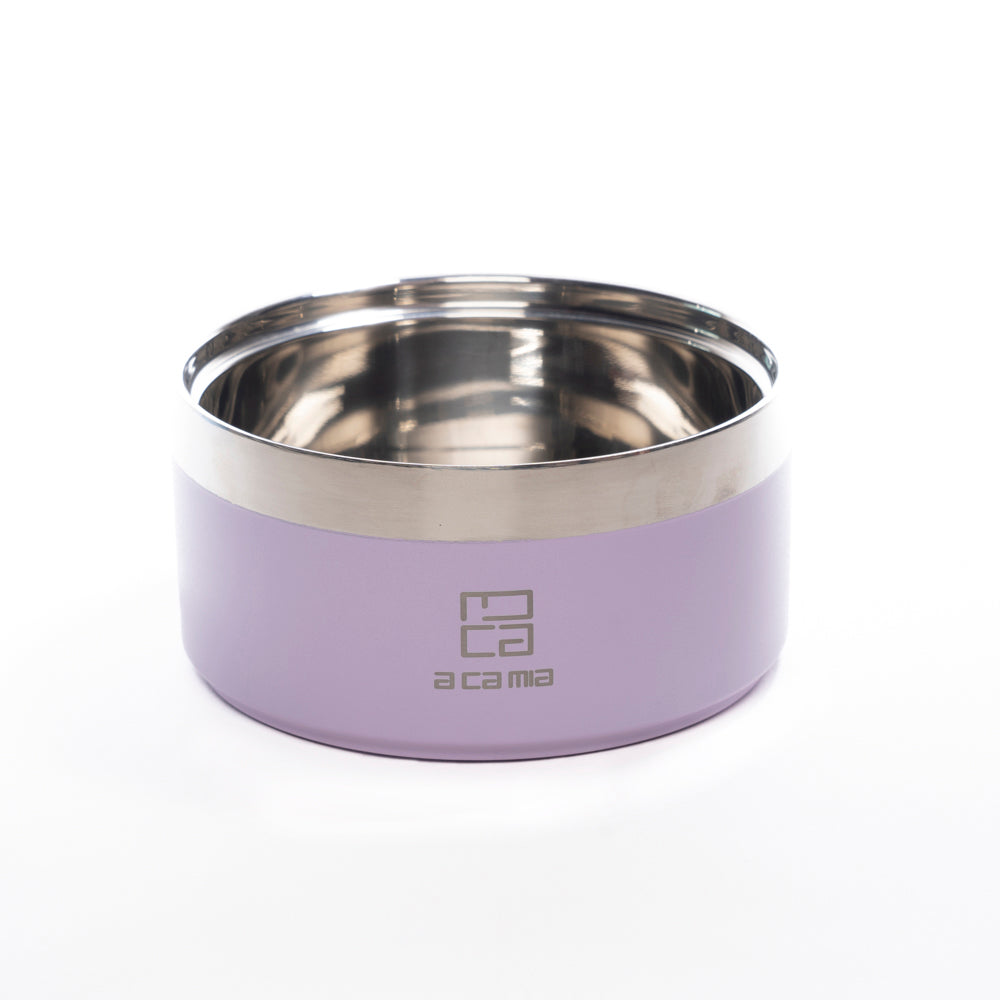 Dog and Cat Bowl “Linea Patera” PINK color in Hypoallergenic Stainless Steel with double layer chamber for Dry Food, Wet Food and Water. Diameter 14 cm, Non-slip, Five Colors available. 