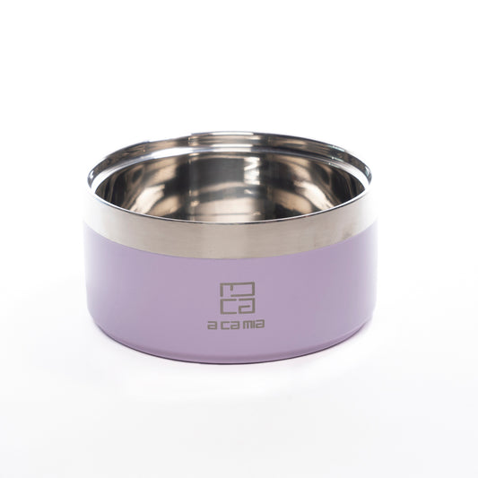 Dog and Cat Bowl “Linea Patera” PINK color in Hypoallergenic Stainless Steel with double layer chamber for Dry Food, Wet Food and Water. Diameter 14 cm, Non-slip, Five Colors available. 
